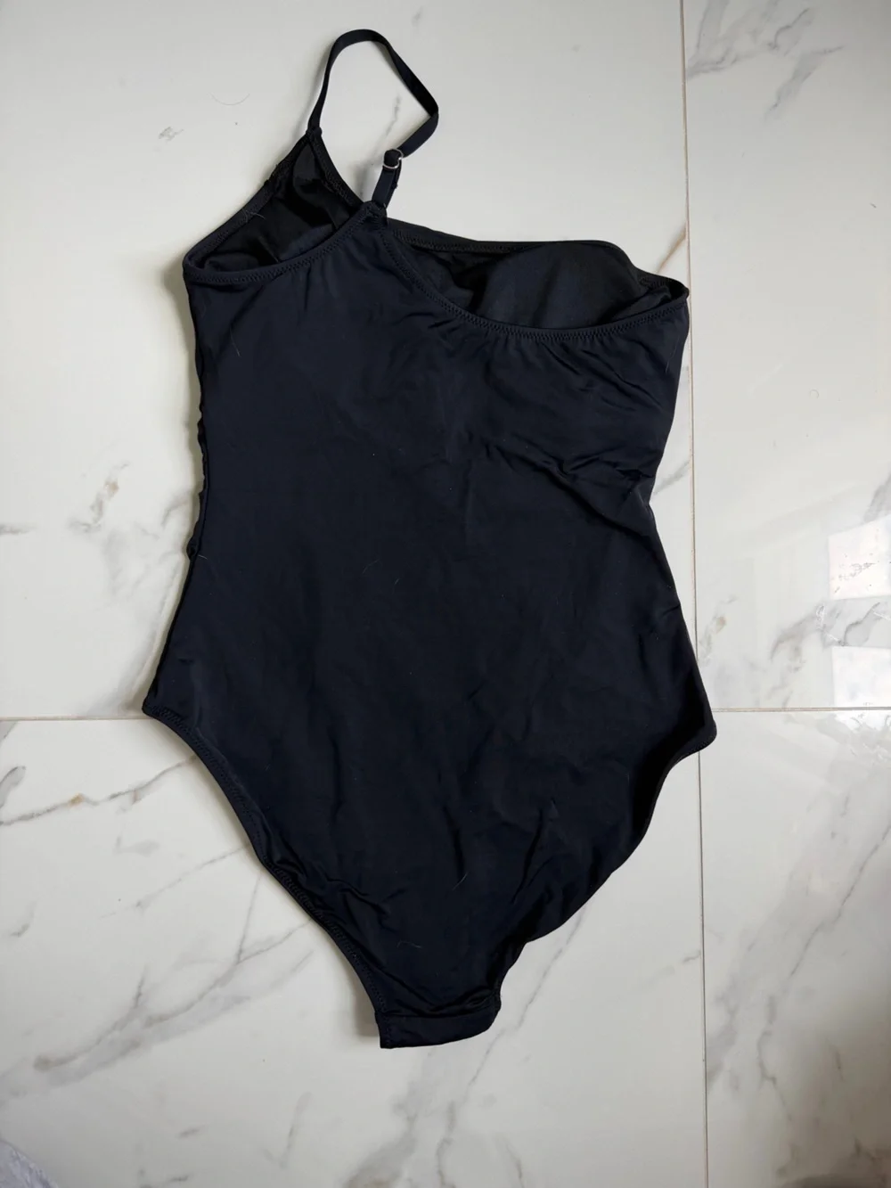 One-Shoulder Black Ruched One-Piece Swimsuit
